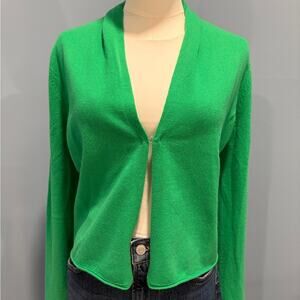 Guest in Residence 100% Cashmere V Neck Sweater Green Small